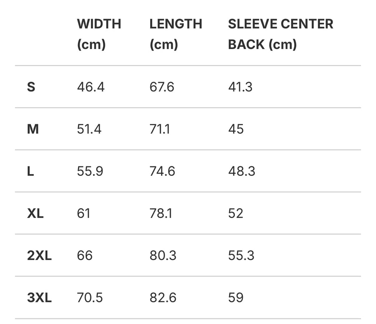 T-Shirt Size Guide
